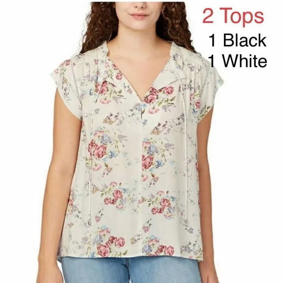 2 pack Buffalo Ladies' Flutter Sleeve Floral Top - Picture 1 of 13